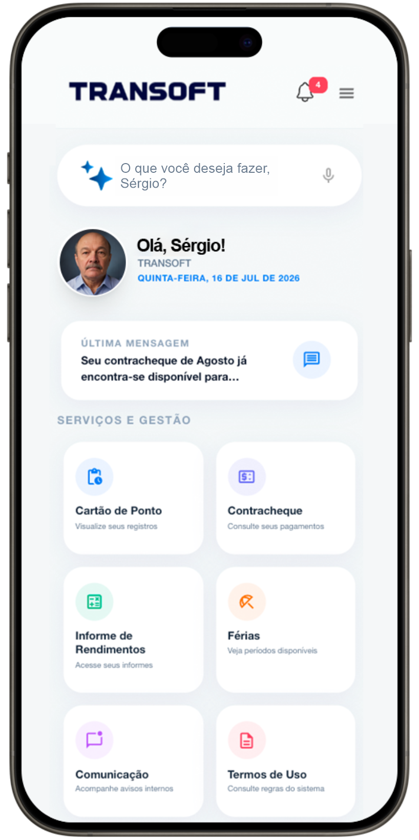 Tela inicial do Super App