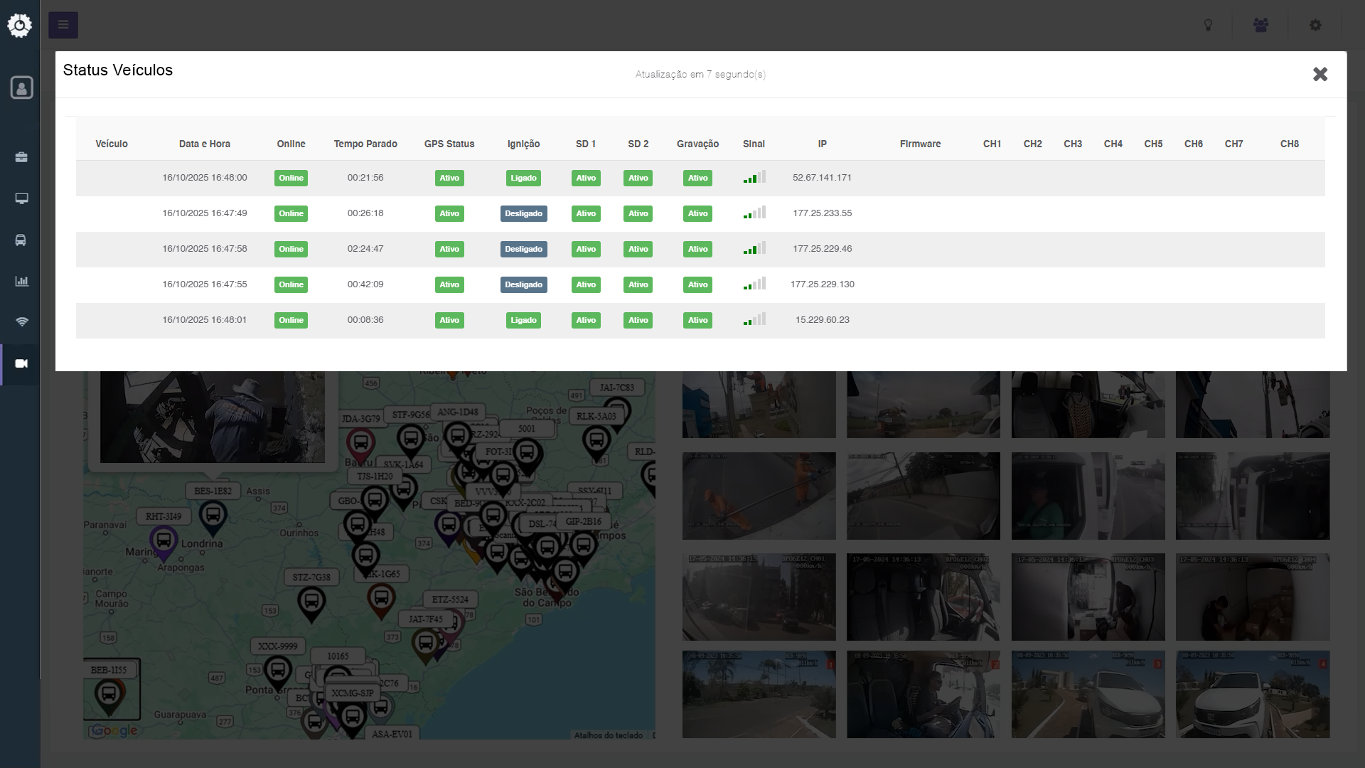 Imagem que exibe um alerta de DSM e ADAS presente no app