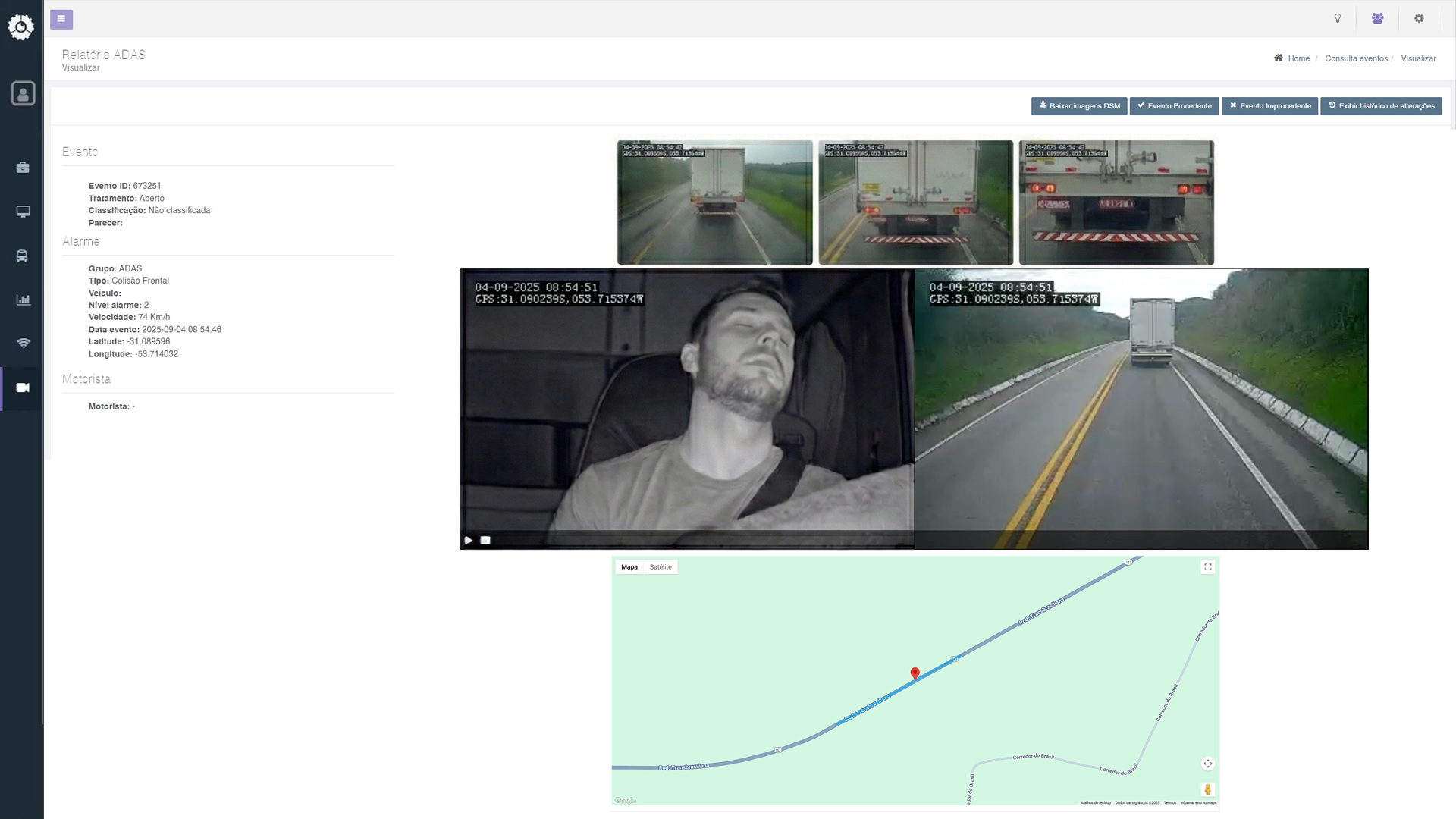 Imagem que exibe um alerta de ADAS - Alerta de Colisão